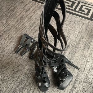 Knee High Open-toe Heels